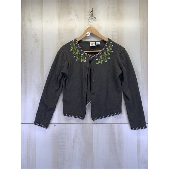 Vintage Field Gear Lambswool Rabbit Hair Embriodered Crop Cardigan Womens Medium - Picture 1 of 8